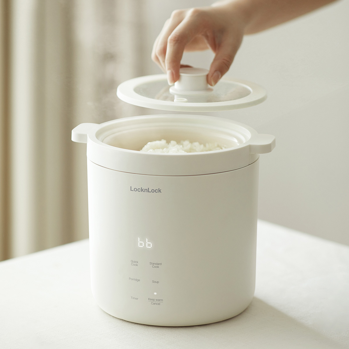 Nồi Cơm Điện Mini LocknLock Bianco Mini Rice Cooker 220V, 50Hz, 300W, 0.6L - Màu Ngà - EJR314IVY, , large image number 4